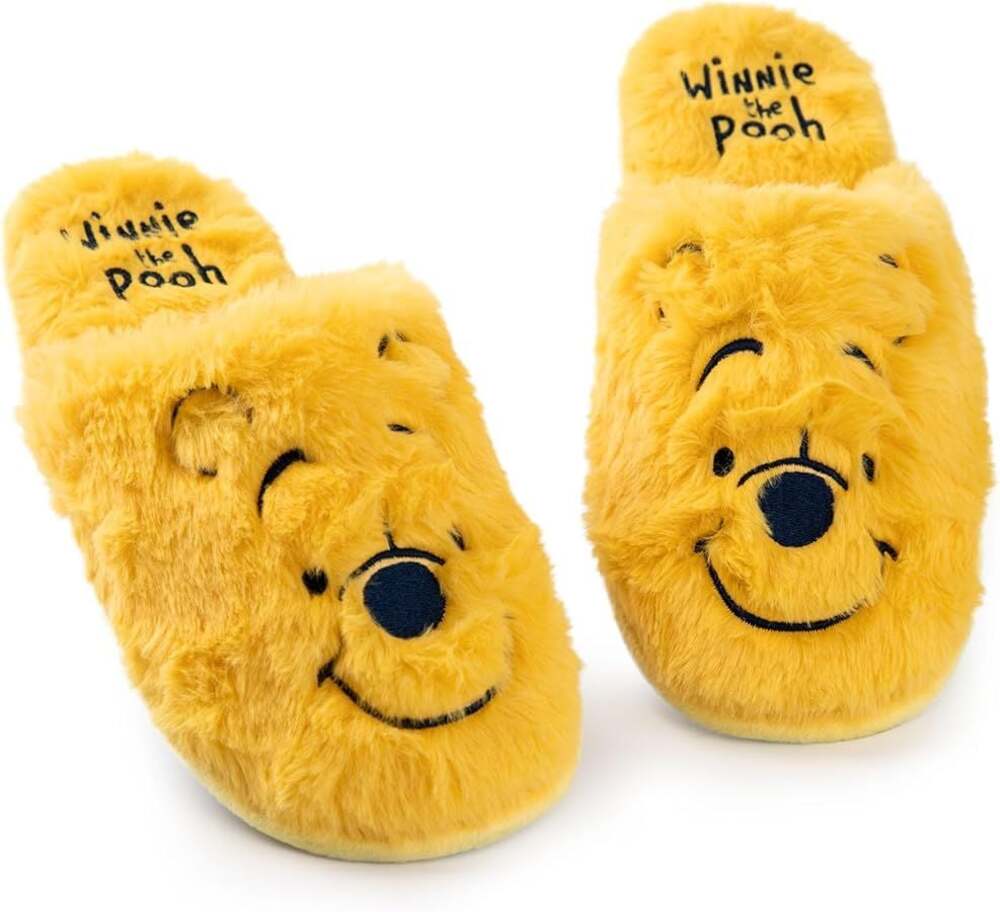 Disney Winnie the Pooh Ladies Plush Character Face Slippers